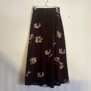 Floral Maxi Skirt - Black with Cream Flowers